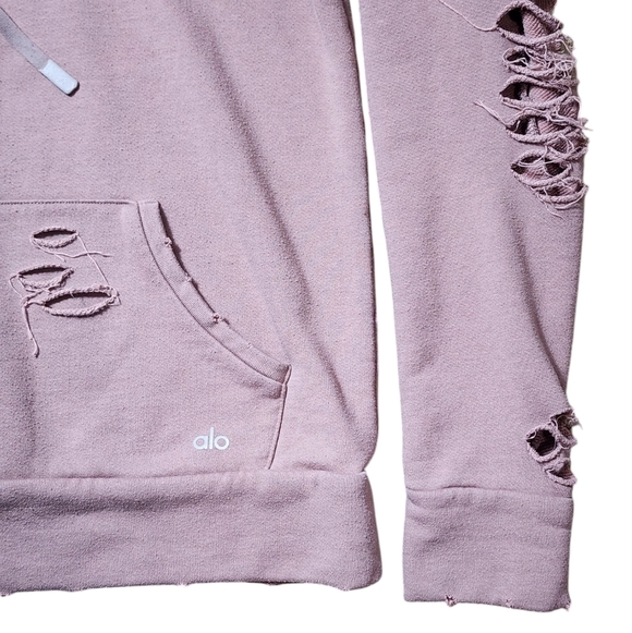 Alo Yoga Distressed Casual Hoodie Pullover Women Size Small - Picture 6 of 11